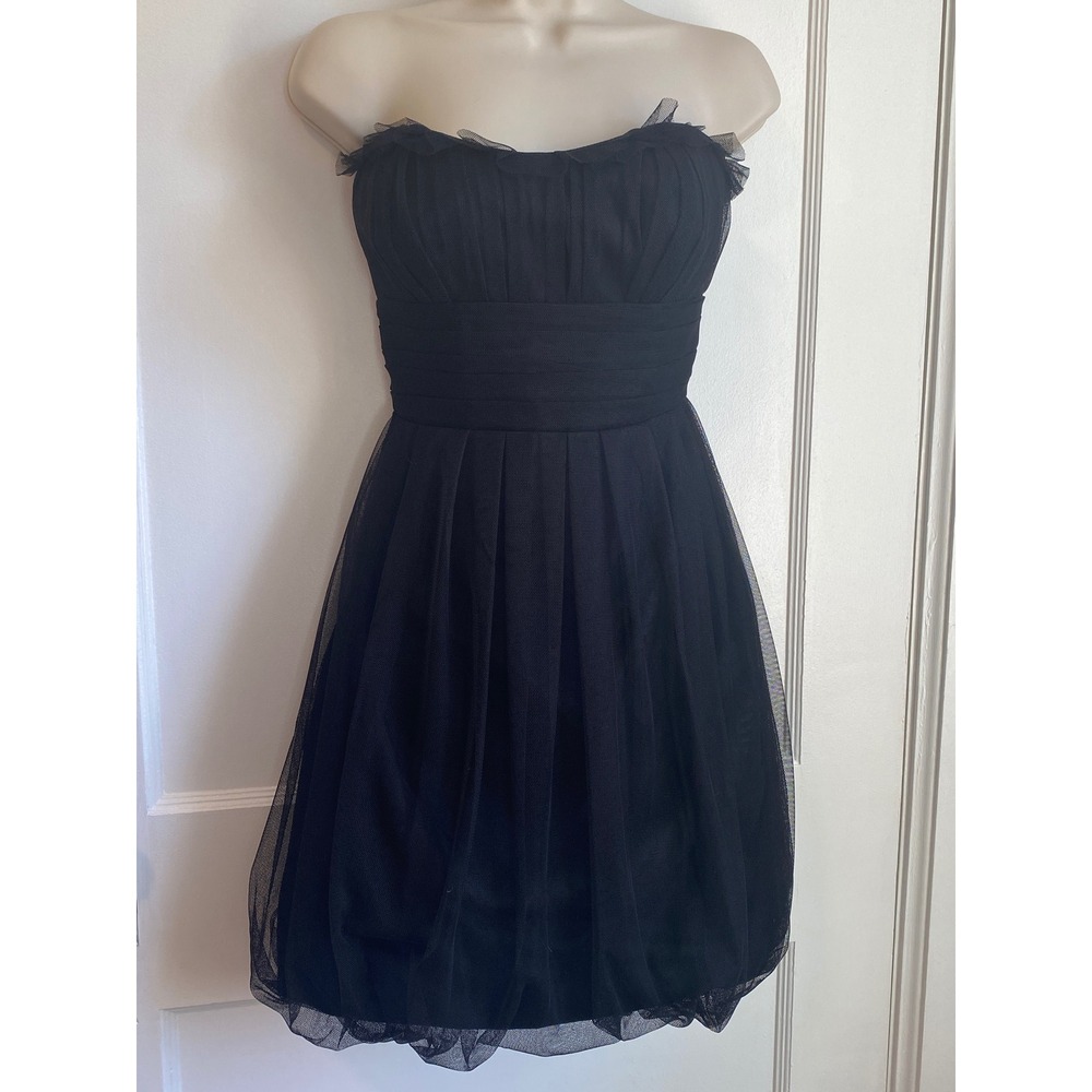 Vera Wang Maids Black Tulle Strapless Bubble Hem Cocktail Dress Size 10